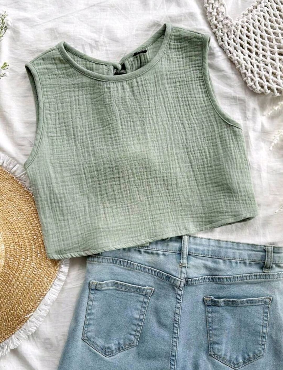 SHEIN WYWH Top informal tipo tirantes suelta y sin espalda con textura