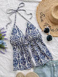 SHEIN WYWH Top sin mangas con cuello en V de línea A con estampado floral