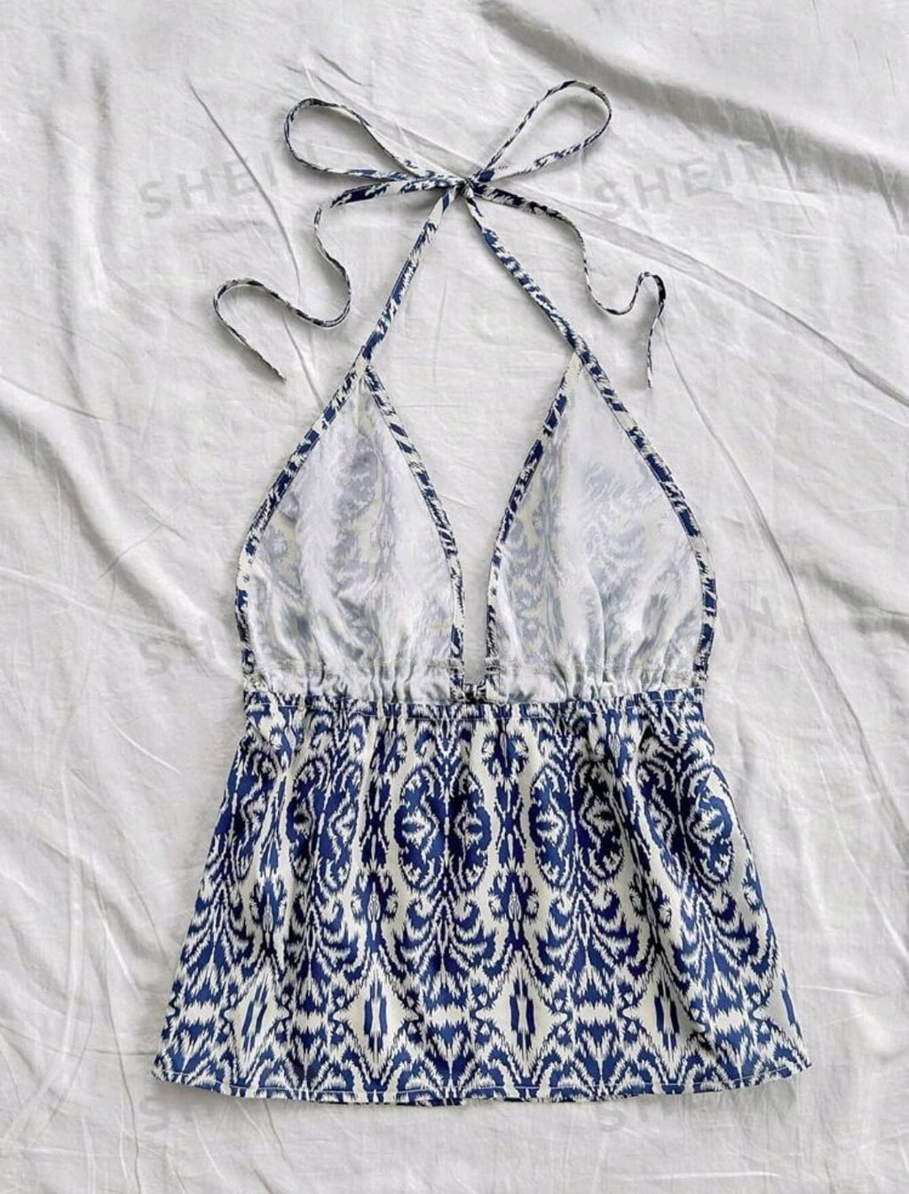 SHEIN WYWH Top sin mangas con cuello en V de línea A con estampado floral
