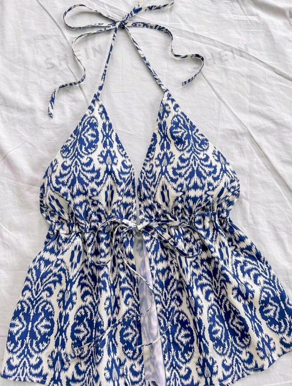 SHEIN WYWH Top sin mangas con cuello en V de línea A con estampado floral