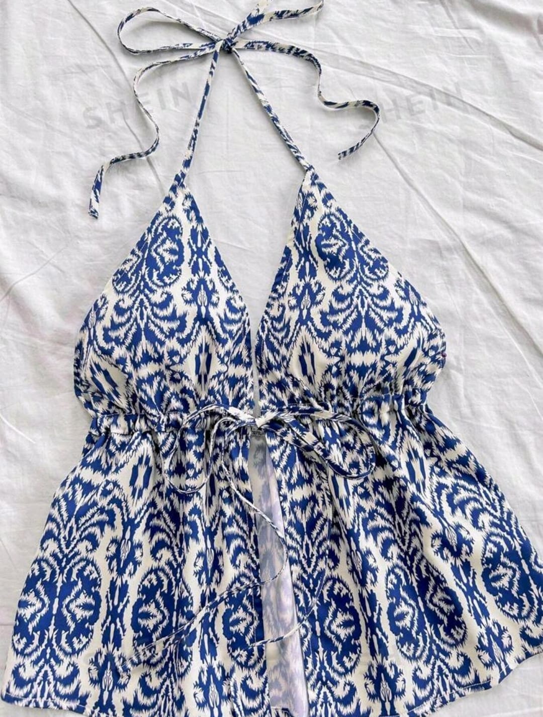 SHEIN WYWH Top sin mangas con cuello en V de línea A con estampado floral