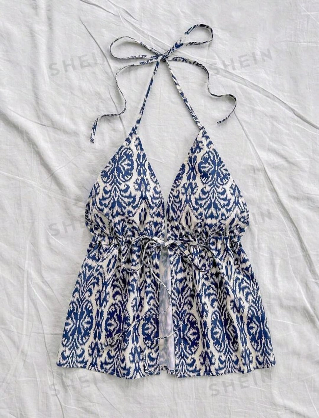 SHEIN WYWH Top sin mangas con cuello en V de línea A con estampado floral