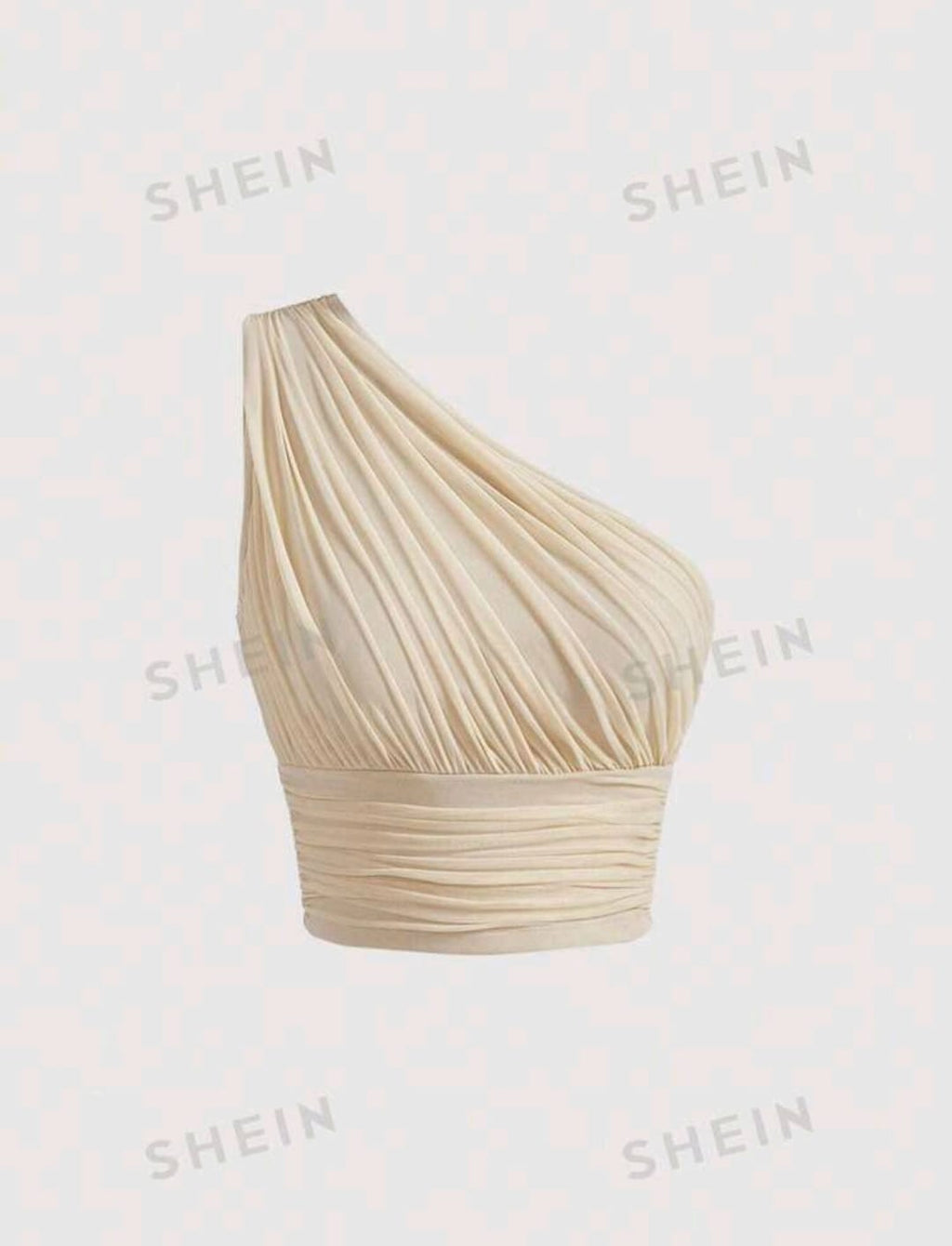 SHEIN MOD Top Corto Con Un Hombro, Ajustado Y Con Frunces Para Dar Elasticidad