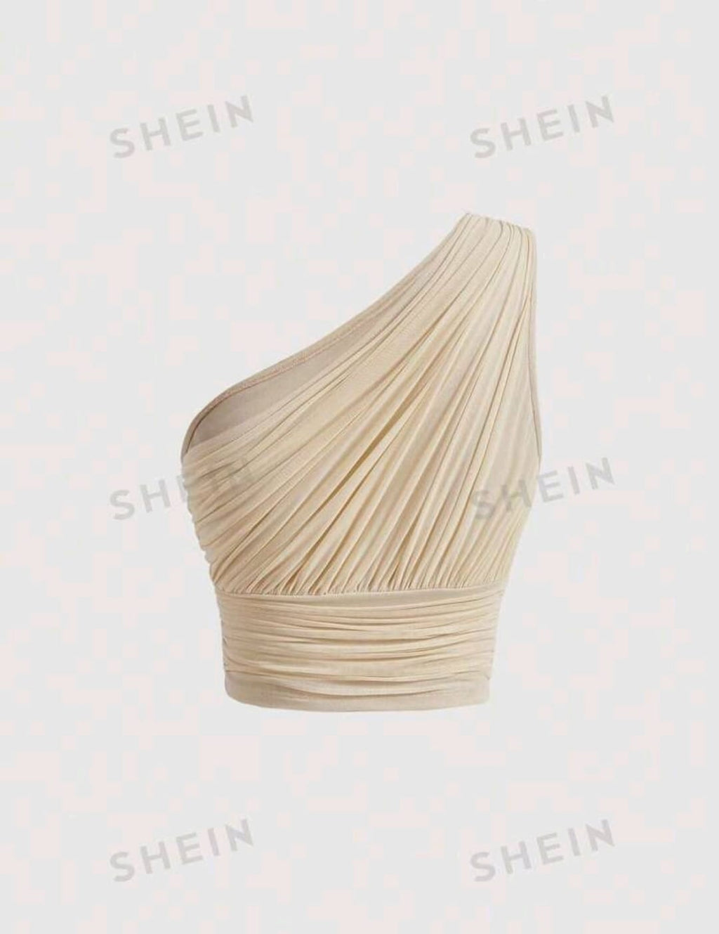 SHEIN MOD Top Corto Con Un Hombro, Ajustado Y Con Frunces Para Dar Elasticidad