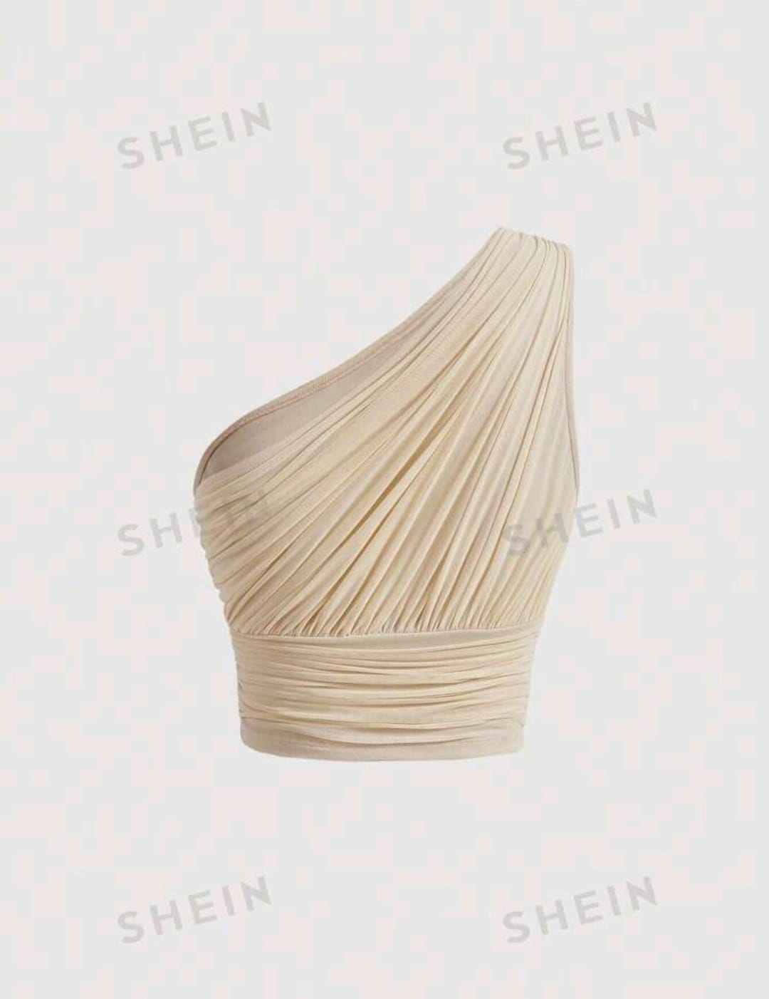 SHEIN MOD Top Corto Con Un Hombro, Ajustado Y Con Frunces Para Dar Elasticidad