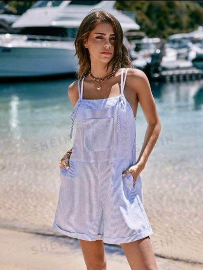 SHEIN VCAY Mono informal de tirantes a rayas para vacaciones de mujeres