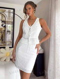 SHEIN Essnce Conjunto de top tirantes de nudo y falda