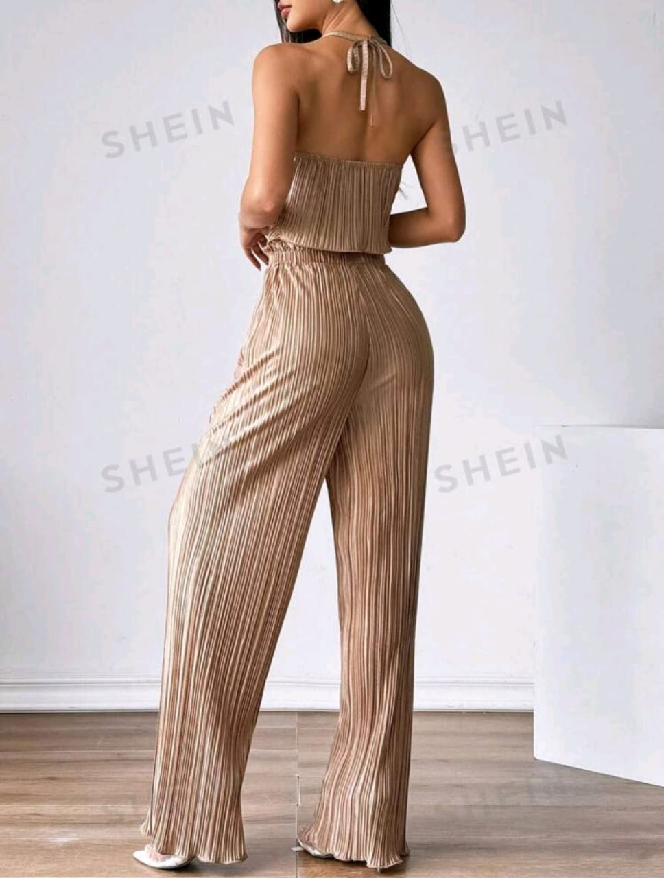 Firerie 2 piezas Conjunto casual top de atar y pantalón