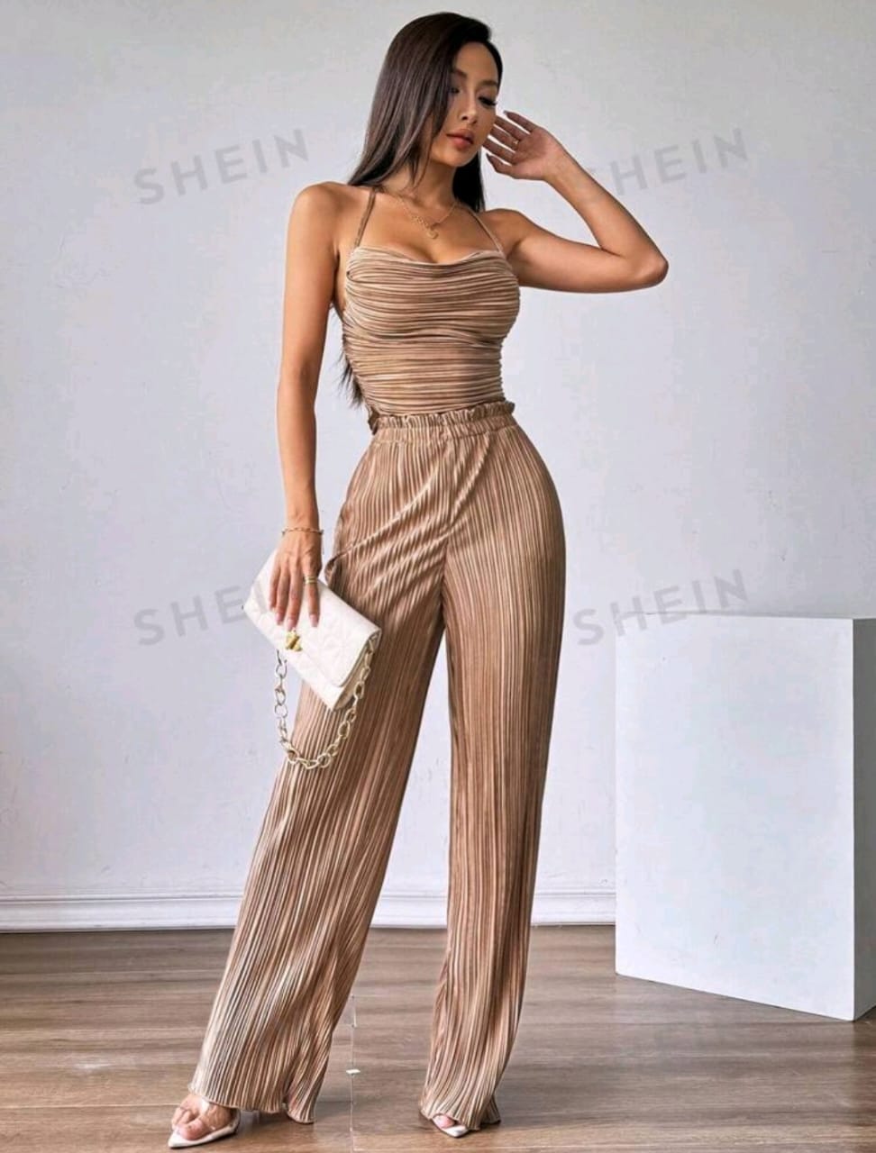 Firerie 2 piezas Conjunto casual top de atar y pantalón