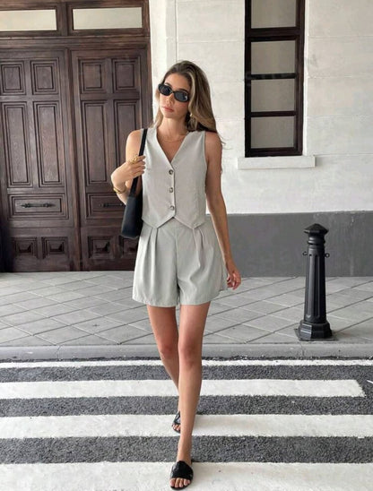 Pariaura Set casual Chaleco sin mangas y shorts