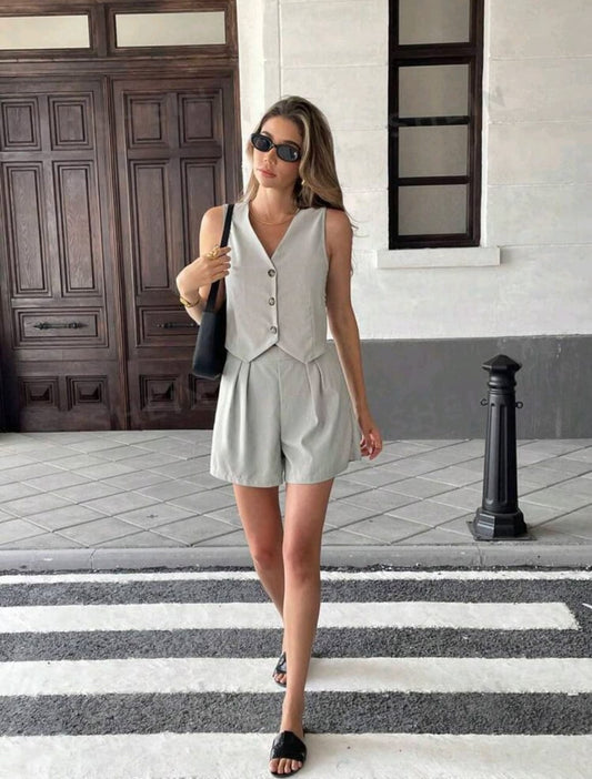 Pariaura Set casual Chaleco sin mangas y shorts