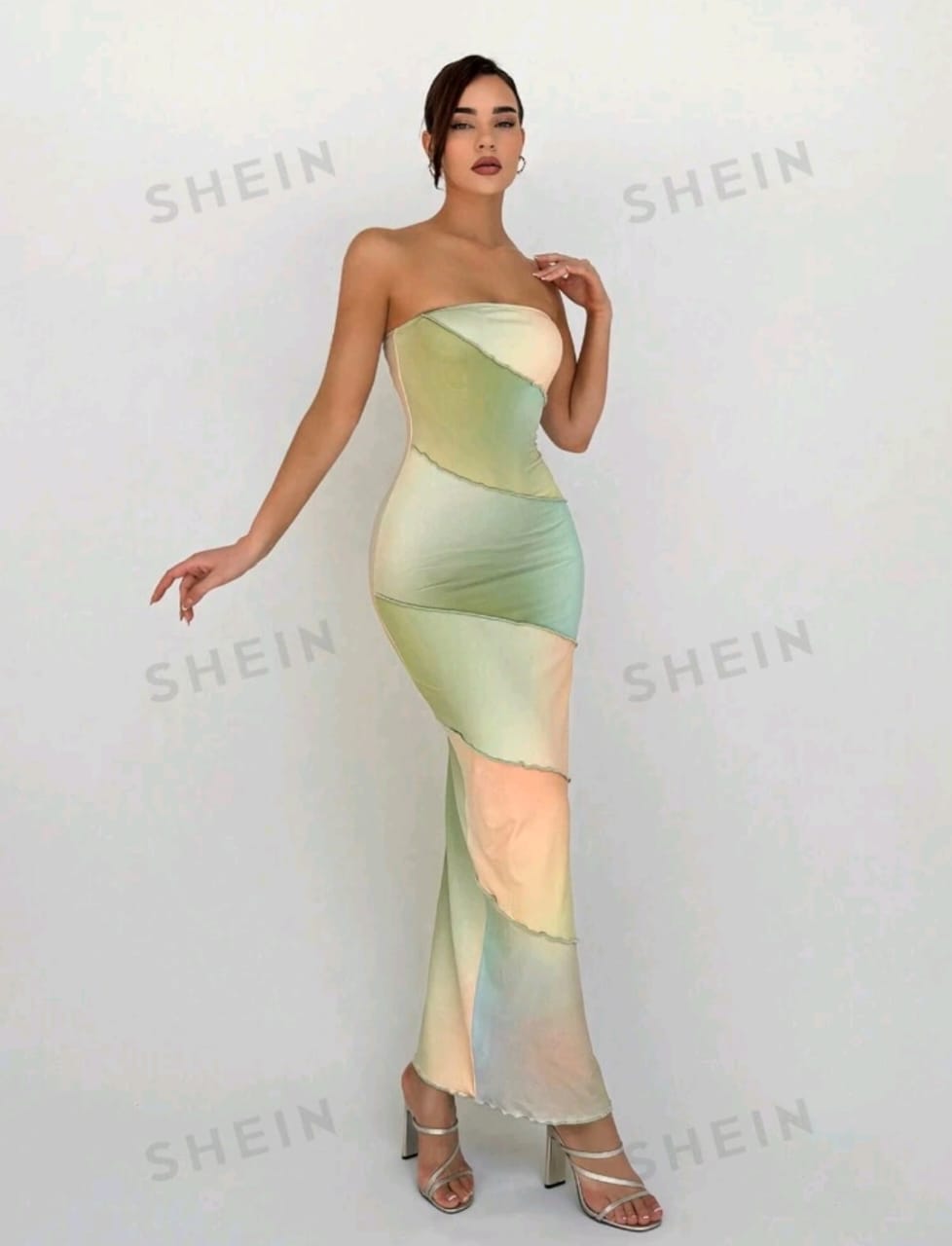 Aloruh Vestido ajustado colorido sin tirantes para mujer