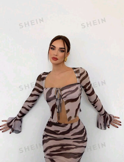 Aloruh Set de 2 piezas Mujer Cárdigan semi-transparente