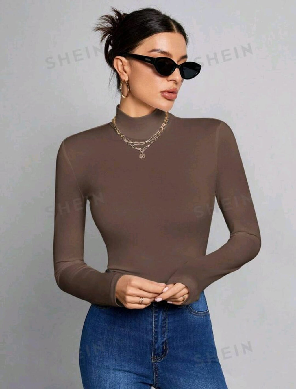 SHEIN Tall Top blanco de cuello alto