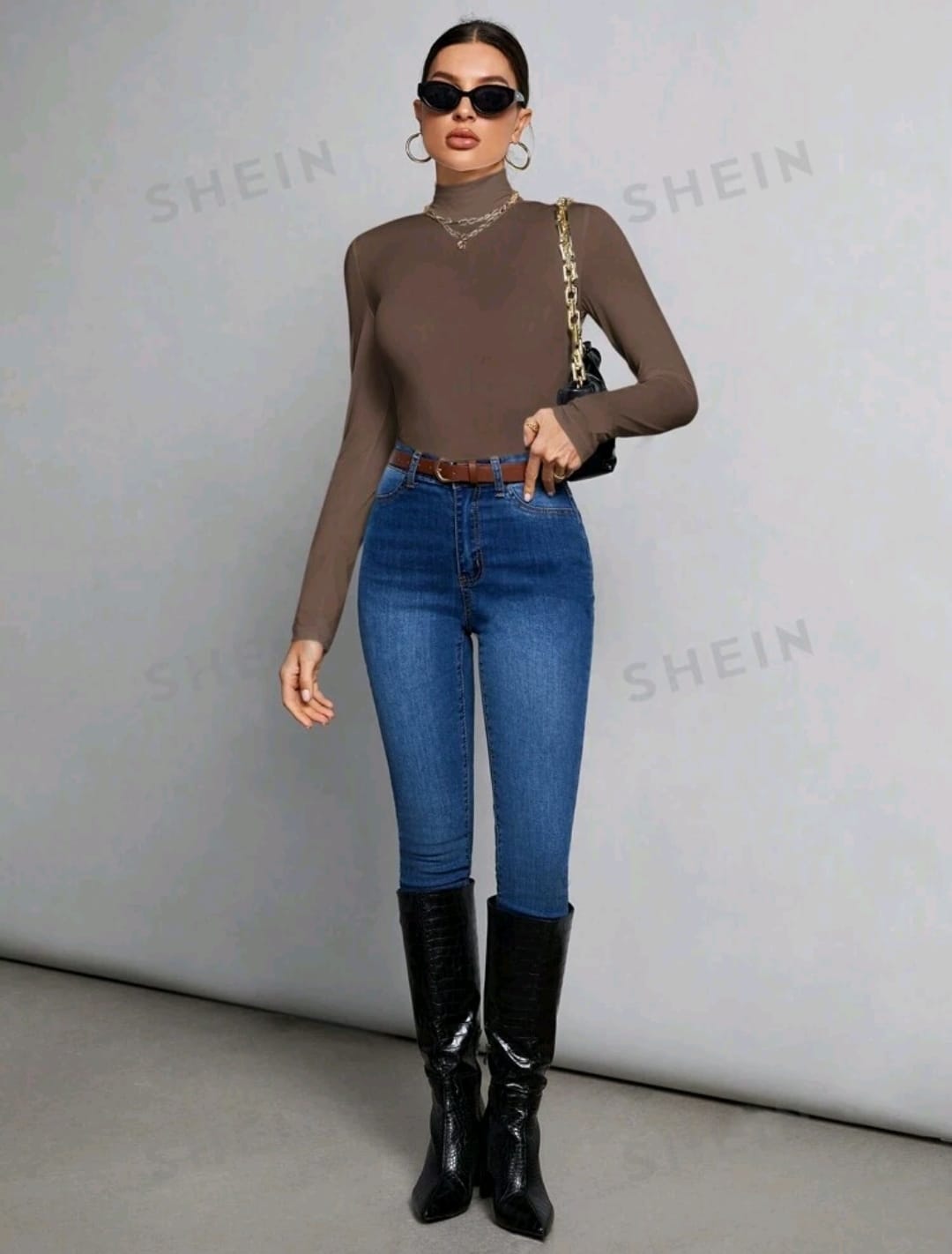SHEIN Tall Top blanco de cuello alto