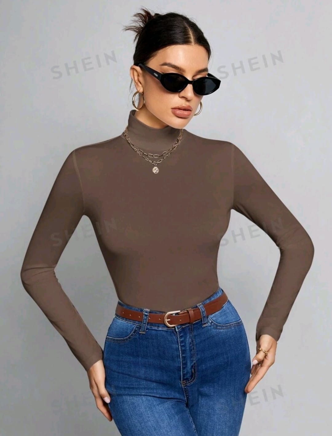 SHEIN Tall Top blanco de cuello alto