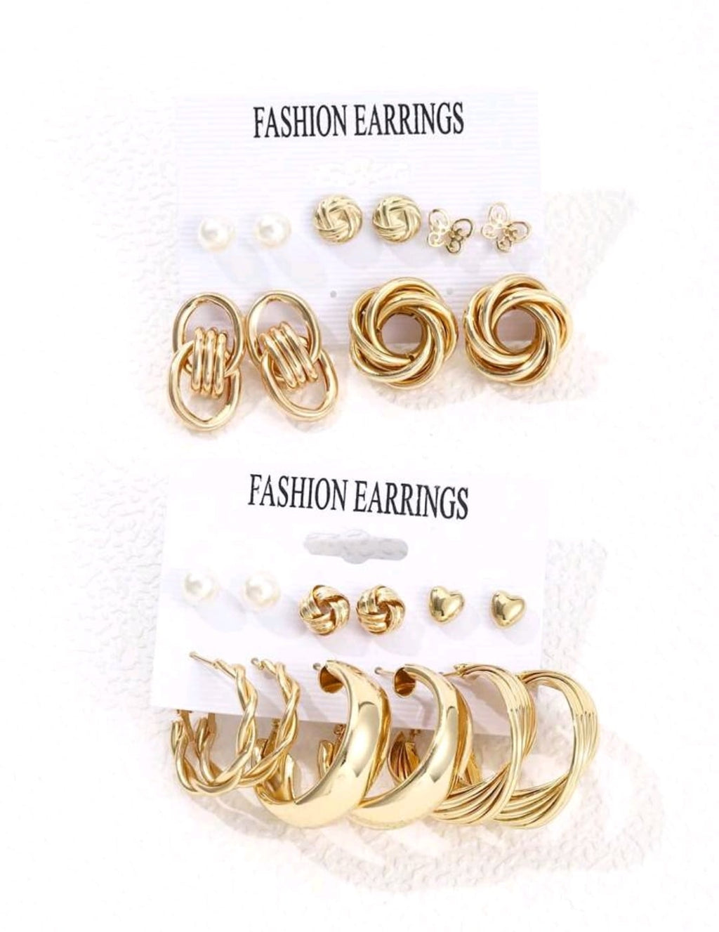 Set de 11 pares de aros de aro anchos con diseños de perlas