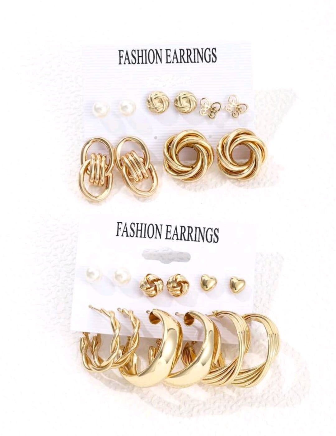Set de 11 pares de aros de aro anchos con diseños de perlas