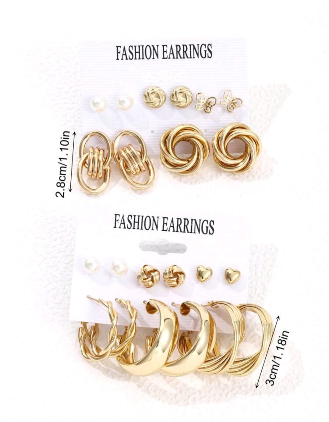 Set de 11 pares de aros de aro anchos con diseños de perlas